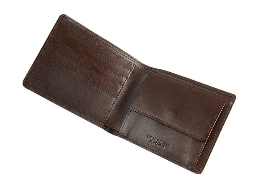 Byron & Brown Classic Billfold Wallet with coin pocket - Brown