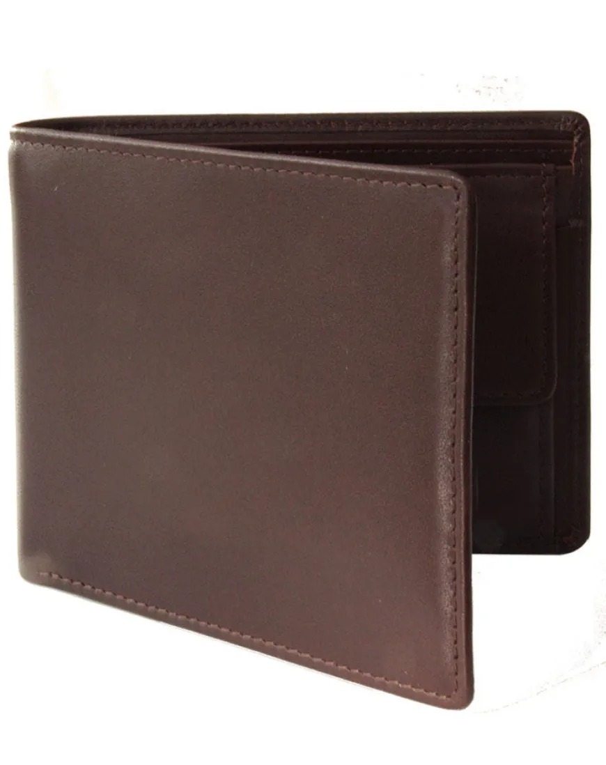 Byron & Brown Classic Billfold Wallet with coin pocket - Brown