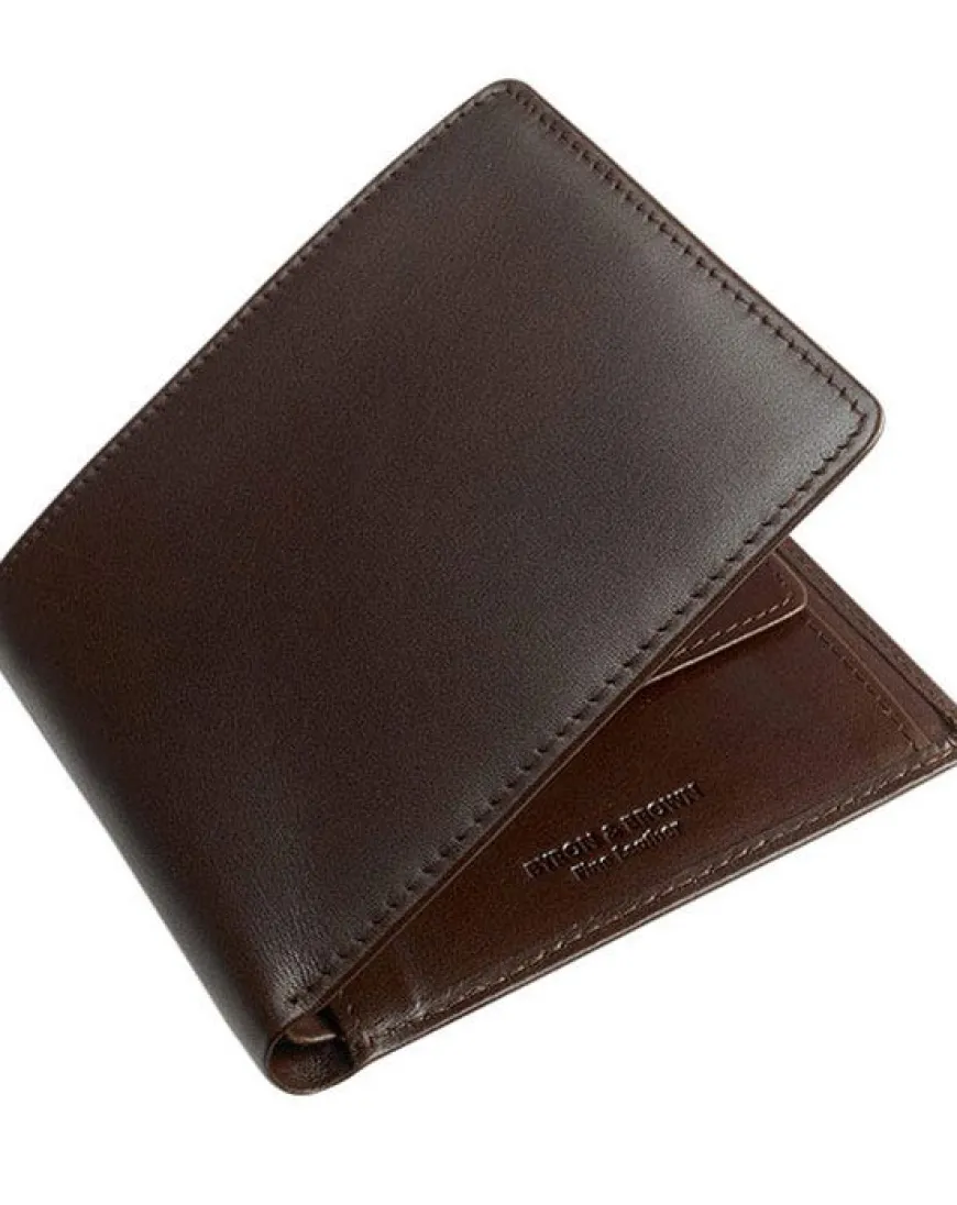 Byron & Brown Classic Billfold Wallet with coin pocket - Brown