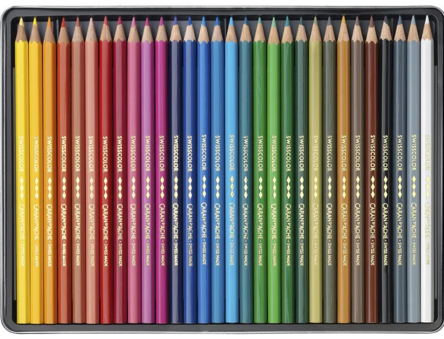 Caran d’Ache Swisscolor 30 Water-Resistant Assorted Colour Pencil Tin