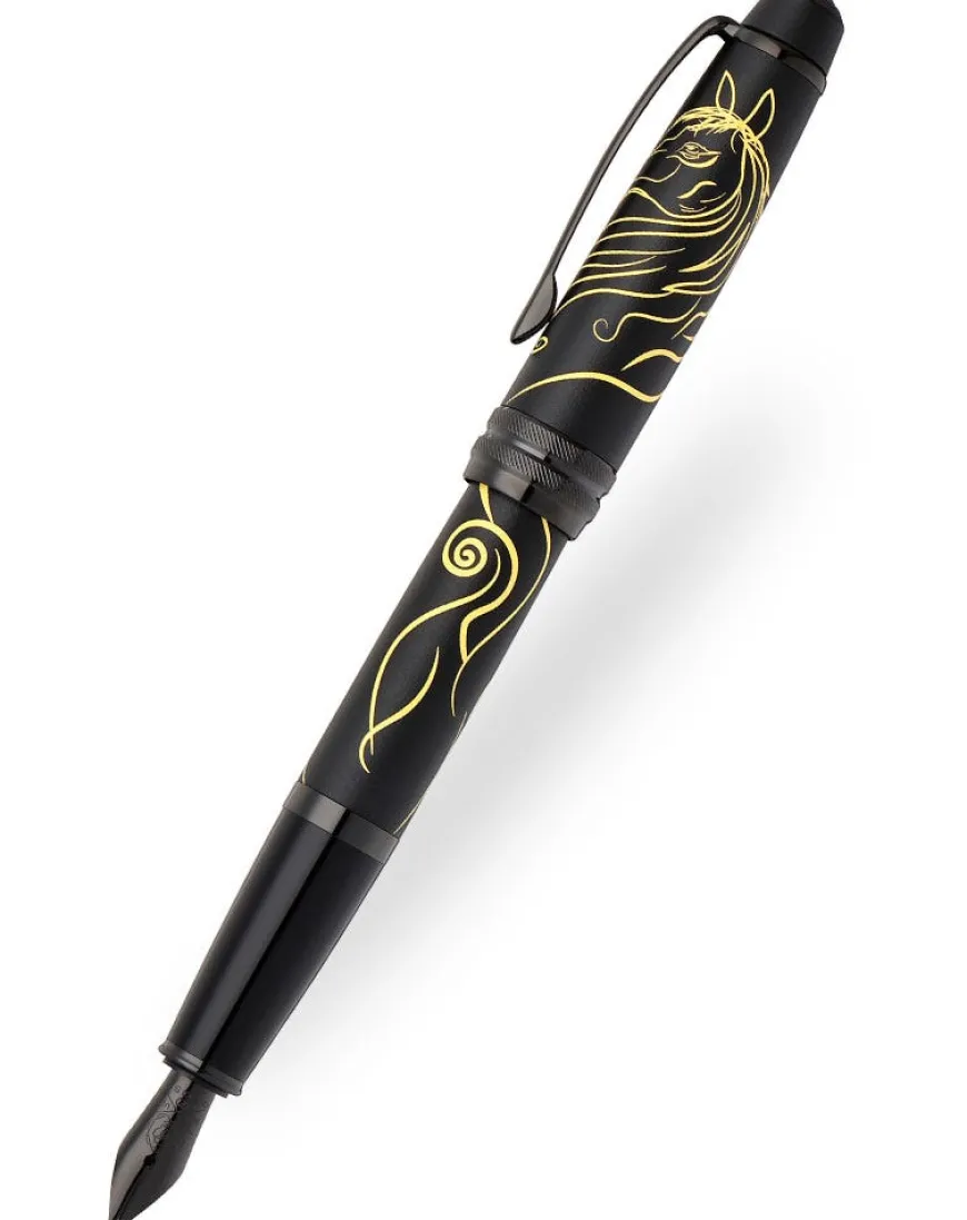 Cross Bailey Zodiac Year of the Horse Matte Black Lacquer Fountain Pen