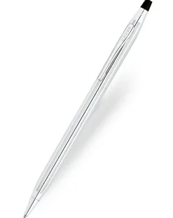 Cross Classic Century Lustrous Chrome Ballpoint Pen & Black Leather Pen Case