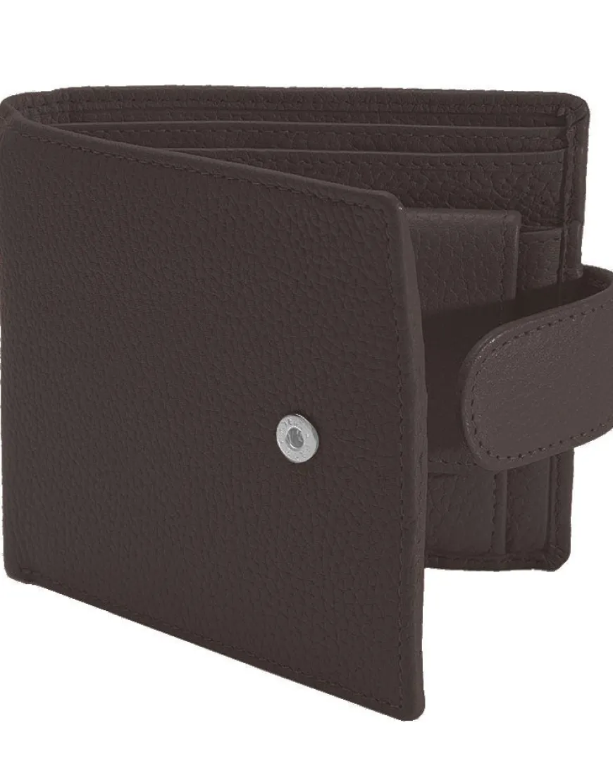 Dents Beauley Grained Leather Billfold Coin Pocket Wallet - Chocolate