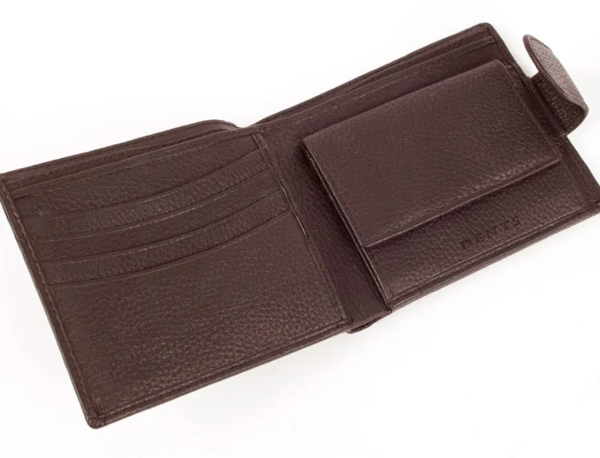 Dents Beauley Grained Leather Billfold Coin Pocket Wallet - Chocolate