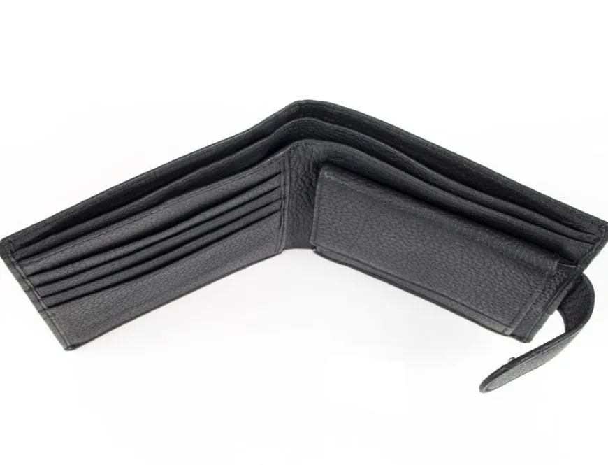 Dents Beauley Grained Leather Billfold Coin Pocket Wallet - Black