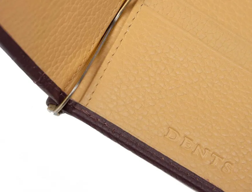 Dents Cherwell Pebble Grain Leather Bifold Wallet & Money Clip with RFID Blocking - Bordeaux & Tan