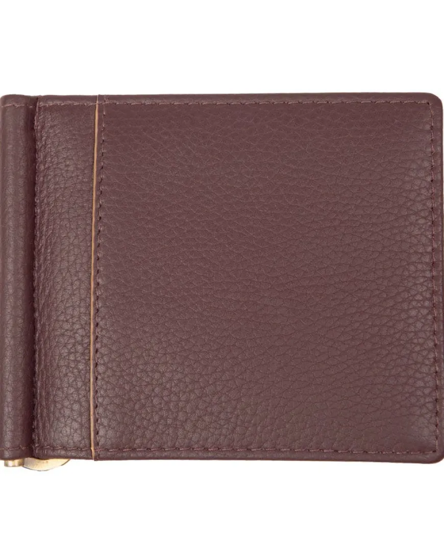 Dents Cherwell Pebble Grain Leather Bifold Wallet & Money Clip with RFID Blocking - Bordeaux & Tan