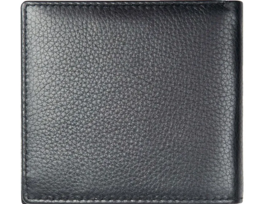 Dents Cherwell Slim Pebble Grain Leather Bifold Wallet with RFID Protection - Black & Bordeaux