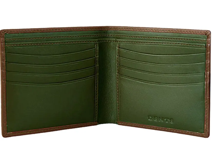 Dents Eden Nappa Leather Bifold Wallet with RFID Protection – English Tan & Olive