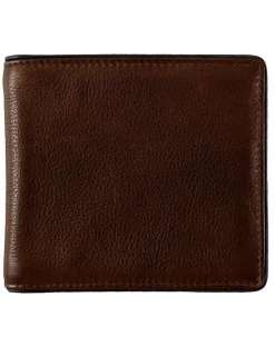 Dents Severn Pebble Grain Leather Bifold Wallet with RFID Protection – Dark Tan & Black