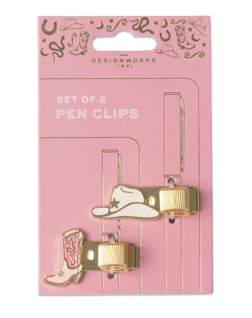 DesignWorks Ink Set of 2 Pen Clips - Cowgirl Hat & Boot