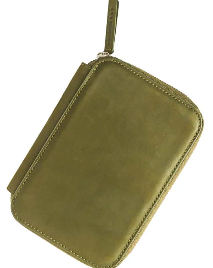 Endless Companion Leather Adjustable 5 Pen Pouch – Green