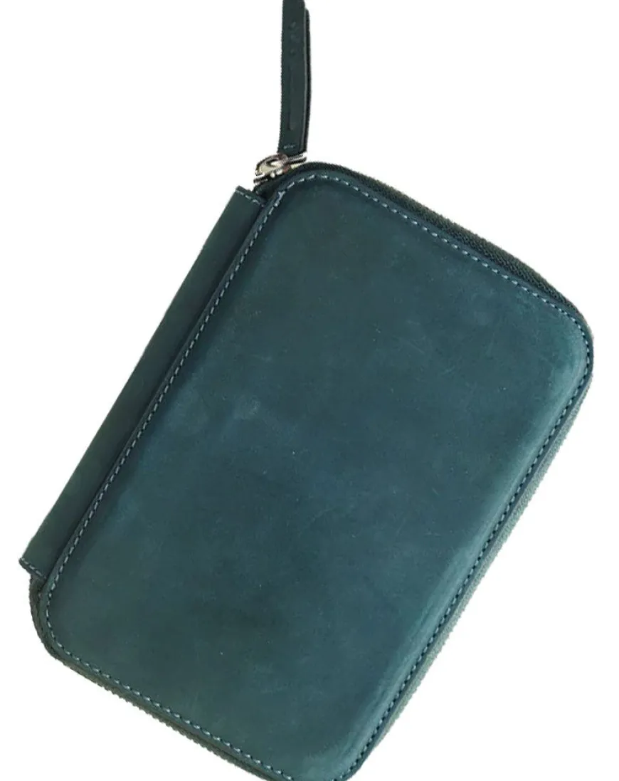 Endless Companion Leather Adjustable 5 Pen Pouch – Blue