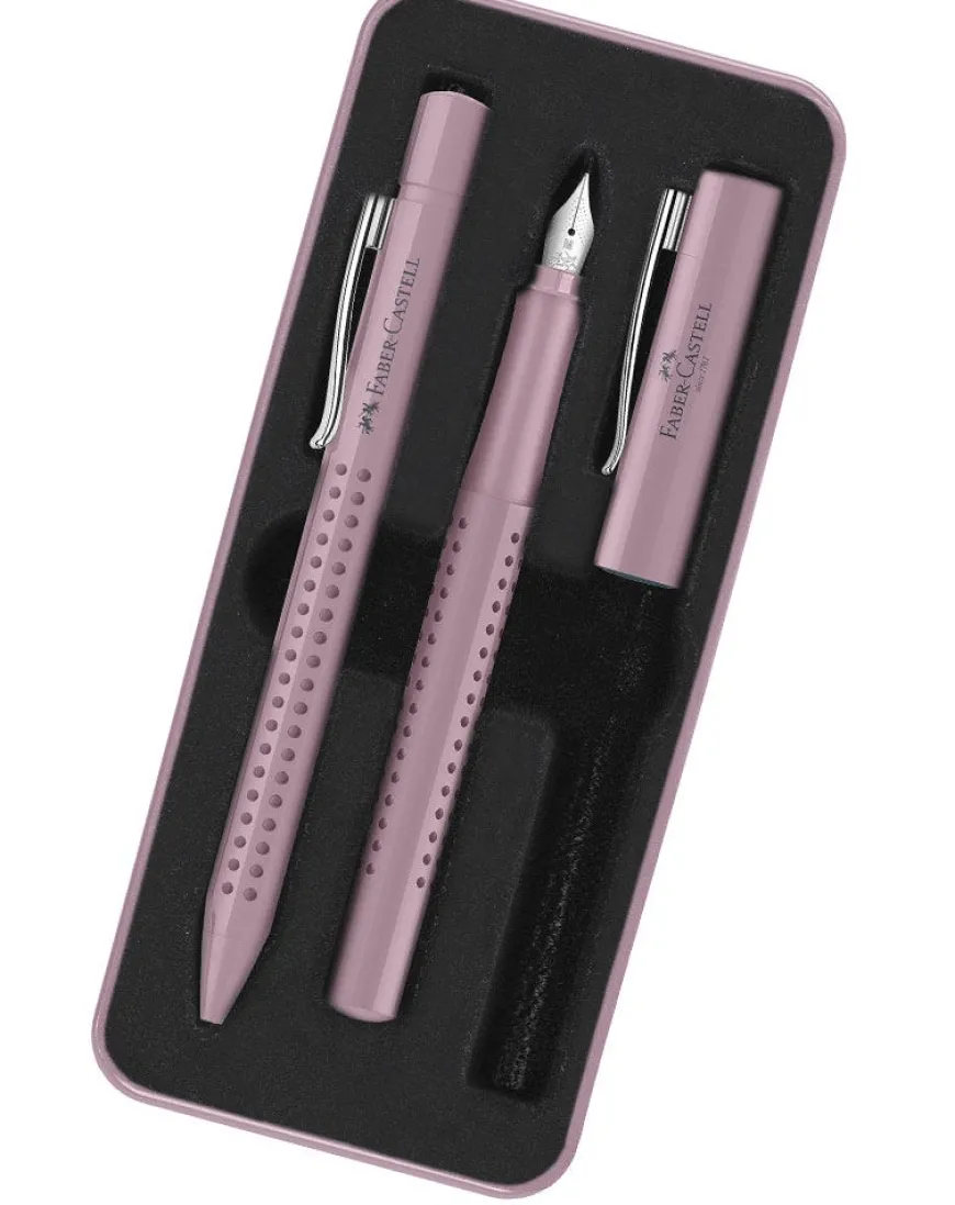 Faber-Castell Grip 2010 Rose Shadows Ballpoint & Fountain Pen Gift Set