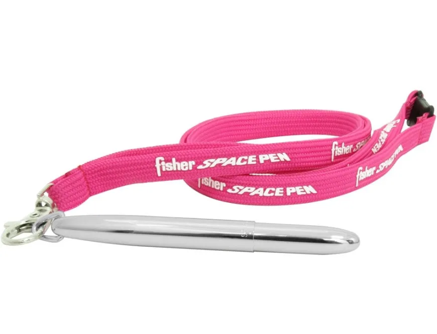 Fisher Space Chrome Bullet Pen with Pink Lanyard