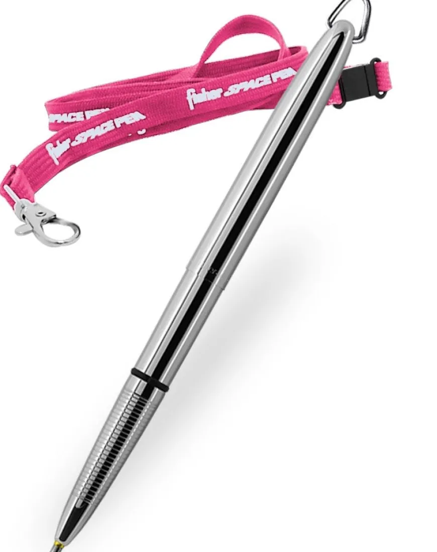 Fisher Space Chrome Bullet Pen with Pink Lanyard