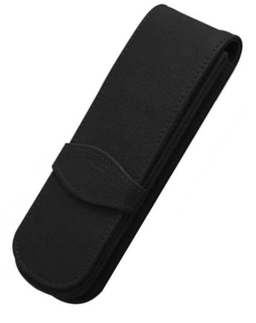 Online Leather 2 Pen Case - Black