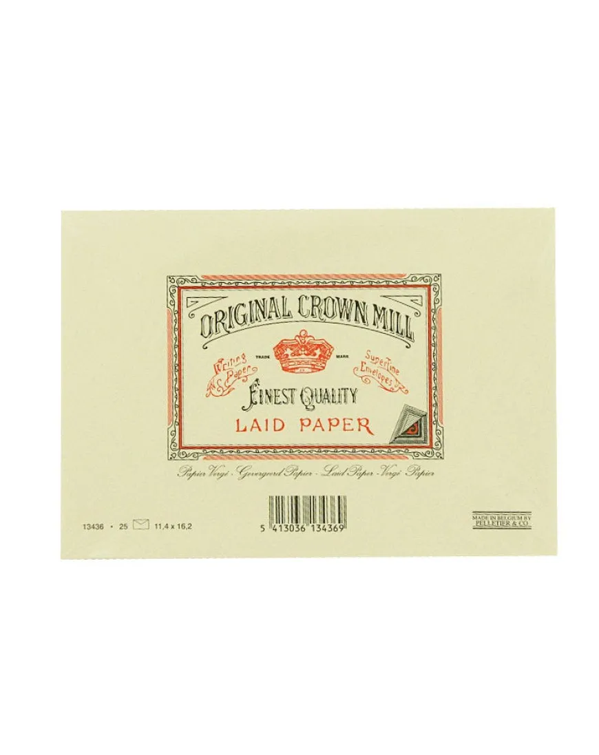 Original Crown Mill Laid Paper C6 Lined Envelopes - Cream