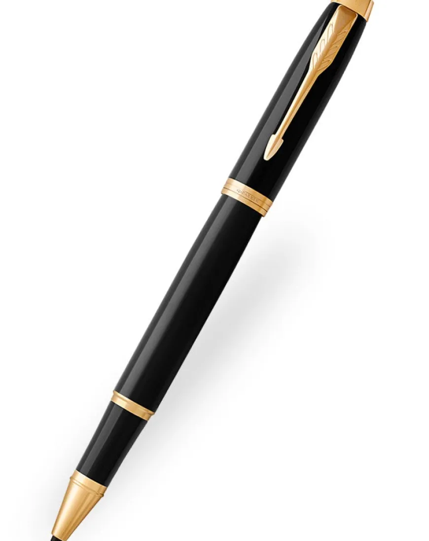 Parker IM Black Gold Trim Fountain and Rollerball Pen Set