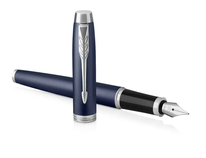 Parker IM Blue Chrome Trim Fountain Pen