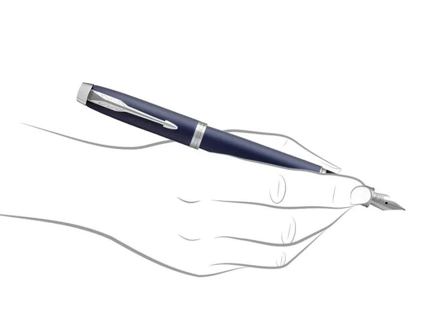 Parker IM Blue Chrome Trim Fountain Pen