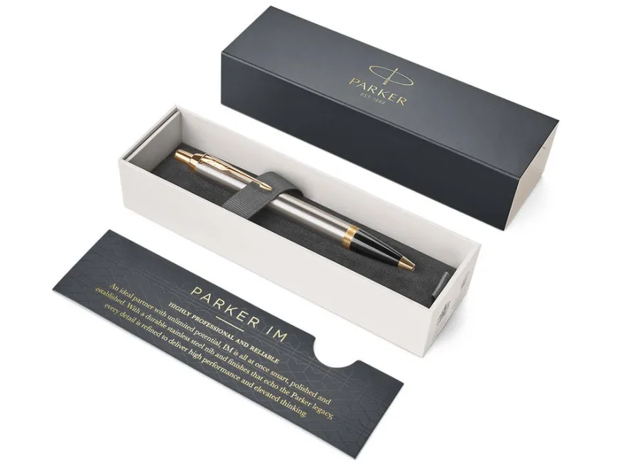 Parker IM Brushed Metal Ballpoint Pen & Sorrento Chocolate Medium Leather Journal