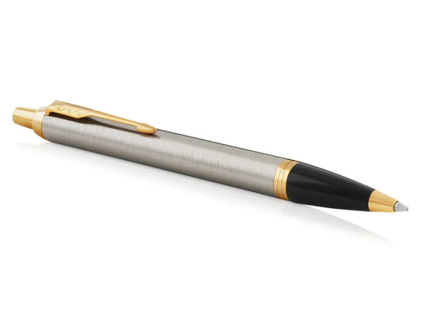 Parker IM Brushed Metal Gold Trim Ballpoint Pen