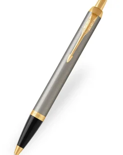 Parker IM Brushed Metal Gold Trim Ballpoint Pen