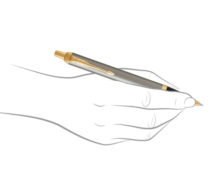 Parker IM Brushed Metal Gold Trim Ballpoint Pen