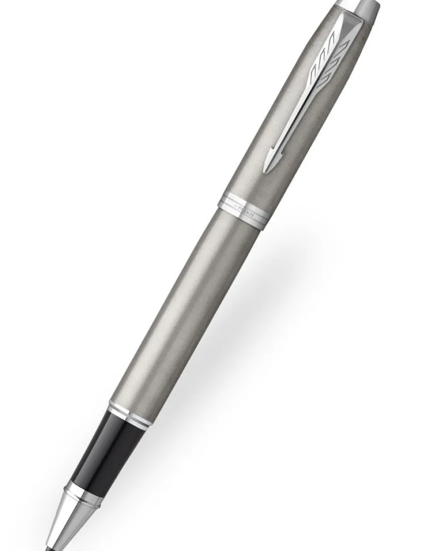 Parker IM Brushed Stainless Steel Chrome Trim Rollerball Pen