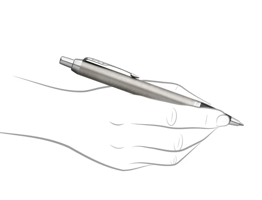 Parker IM Stainless Steel Chrome Trim Fountain, Ballpoint & Pen Pouch Gift Set