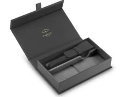 Parker IM Stainless Steel Chrome Trim Fountain, Ballpoint & Pen Pouch Gift Set