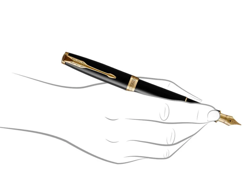 Parker Sonnet Black Gold Trim Ballpoint & Fountain Pen Premium Gift Set