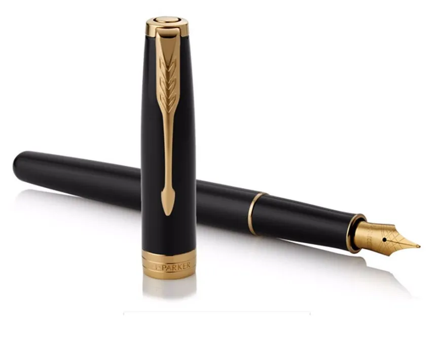 Parker Sonnet Black Gold Trim Ballpoint & Fountain Pen Gift Set