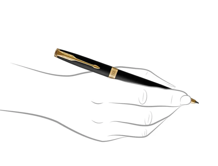 Parker Sonnet Matte Black Gold Trim Fountain & Ballpoint Pen Set