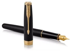 Parker Sonnet Matte Black Gold Trim Fountain Pen