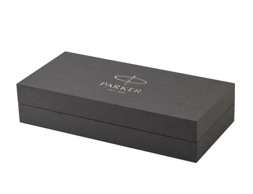 Parker Sonnet Red Gold Trim Fountain, Ballpoint and Black Leather Pen Case Set