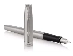 Parker Sonnet Stainless Steel Chrome Trim Fountain & Ballpoint Pen Set