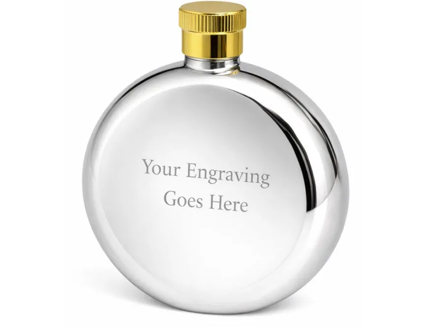 Personalised Artamis Round Parthole Hip Flask with Funnel