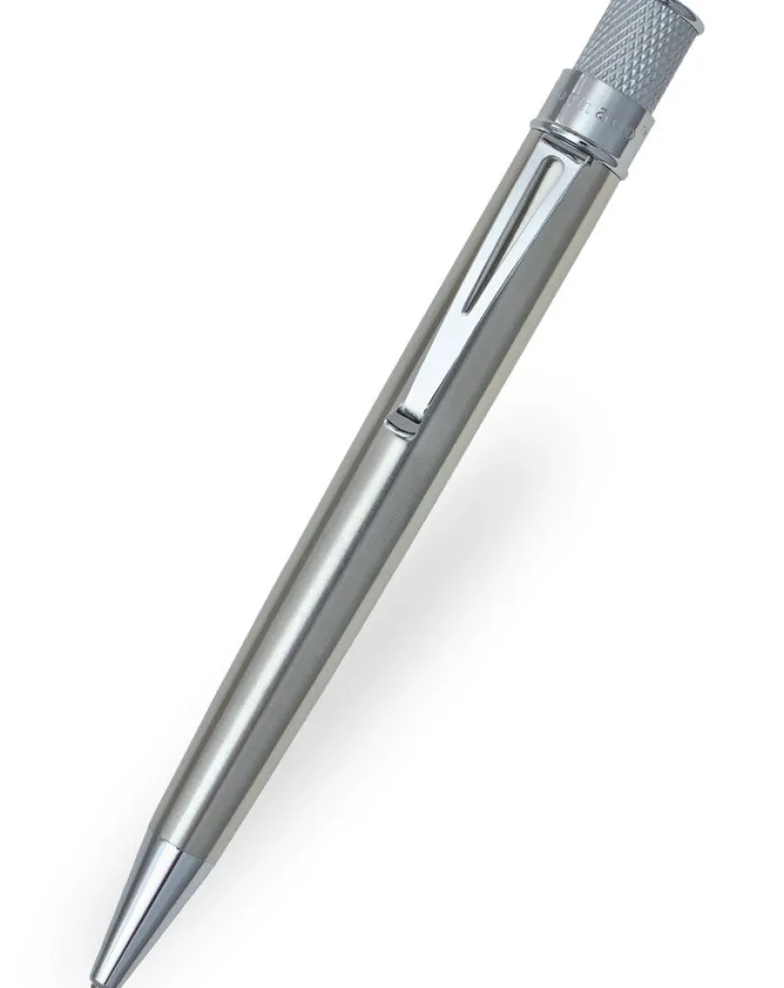 Retro 51 Tornado Classic Stainless Steel Chrome Trim Rollerball Pen