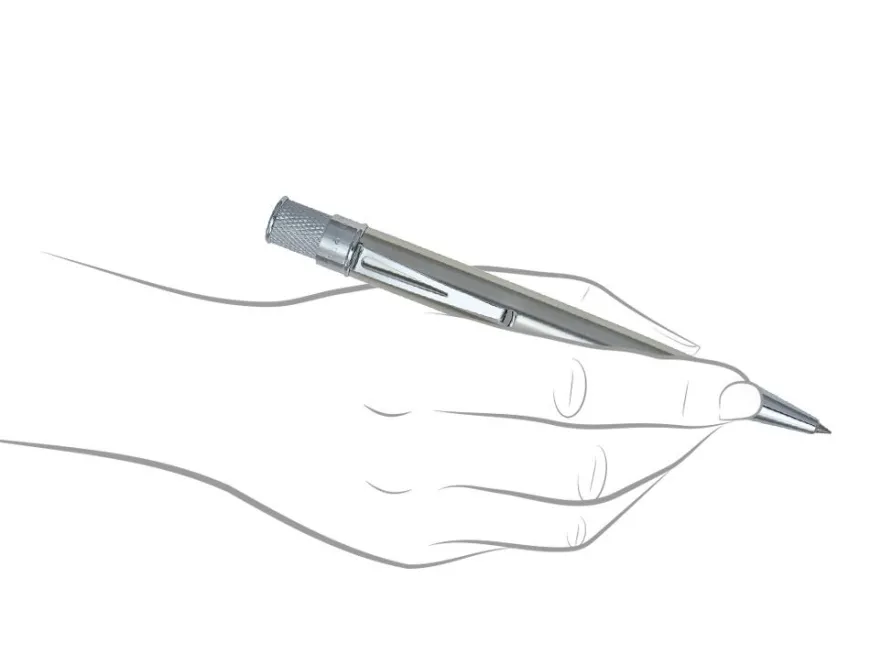 Retro 51 Tornado Classic Stainless Steel Chrome Trim Rollerball Pen