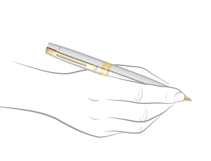 Sheaffer 300 Bright Chrome Gold Trim Ballpoint Pen