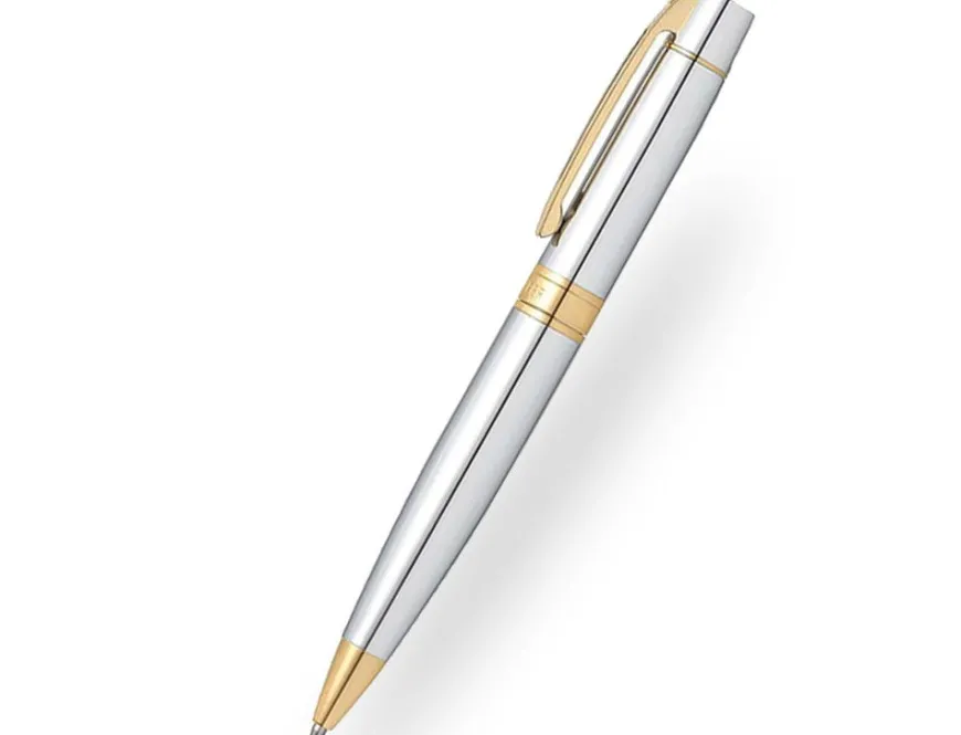Sheaffer 300 Bright Chrome Gold Trim Ballpoint Pen