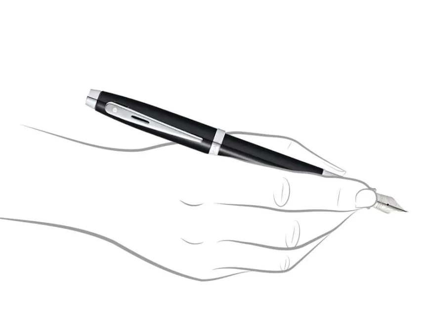 Sheaffer 100 Gloss Black Chrome Trim Fountain Pen