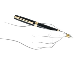 Sheaffer 300 Gloss Black Gold Trim Rollerball & Fountain Pen Gift Set