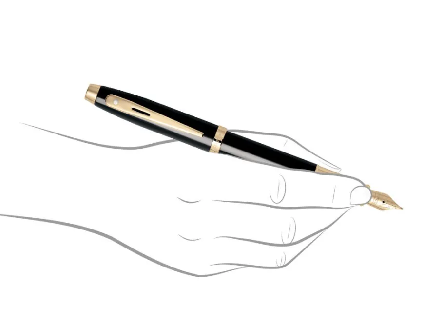 Sheaffer 100 Gloss Black Gold Trim Fountain Pen