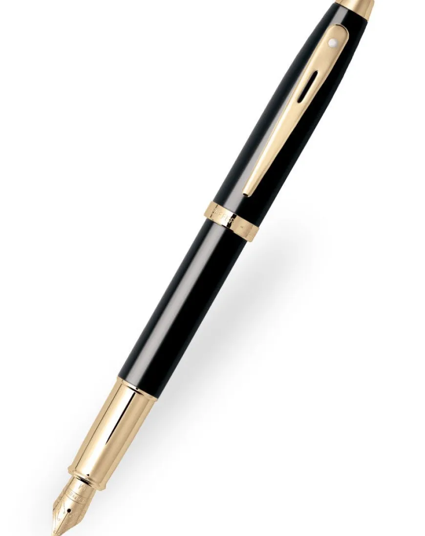 Sheaffer 100 Gloss Black Gold Trim Fountain Pen