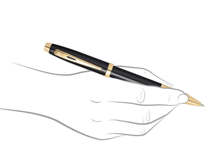 Sheaffer 100 Gloss Black Gold Trim Rollerball & Ballpoint Pen Gift Set