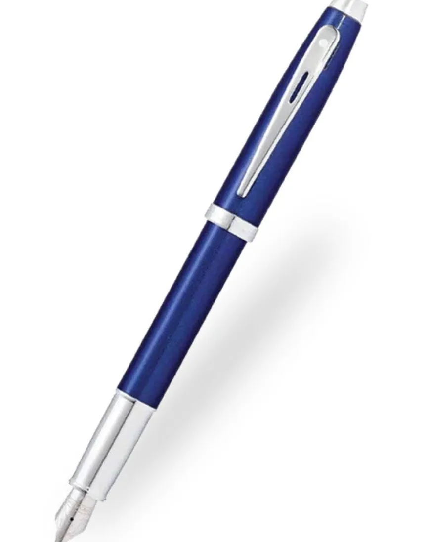 Sheaffer 100 Glossy Blue Chrome Trim Fountain Pen