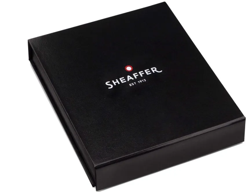 Sheaffer 300 Glossy Bright Chrome Gold Trim Ballpoint Pen & Credit Card Holder Gift Set